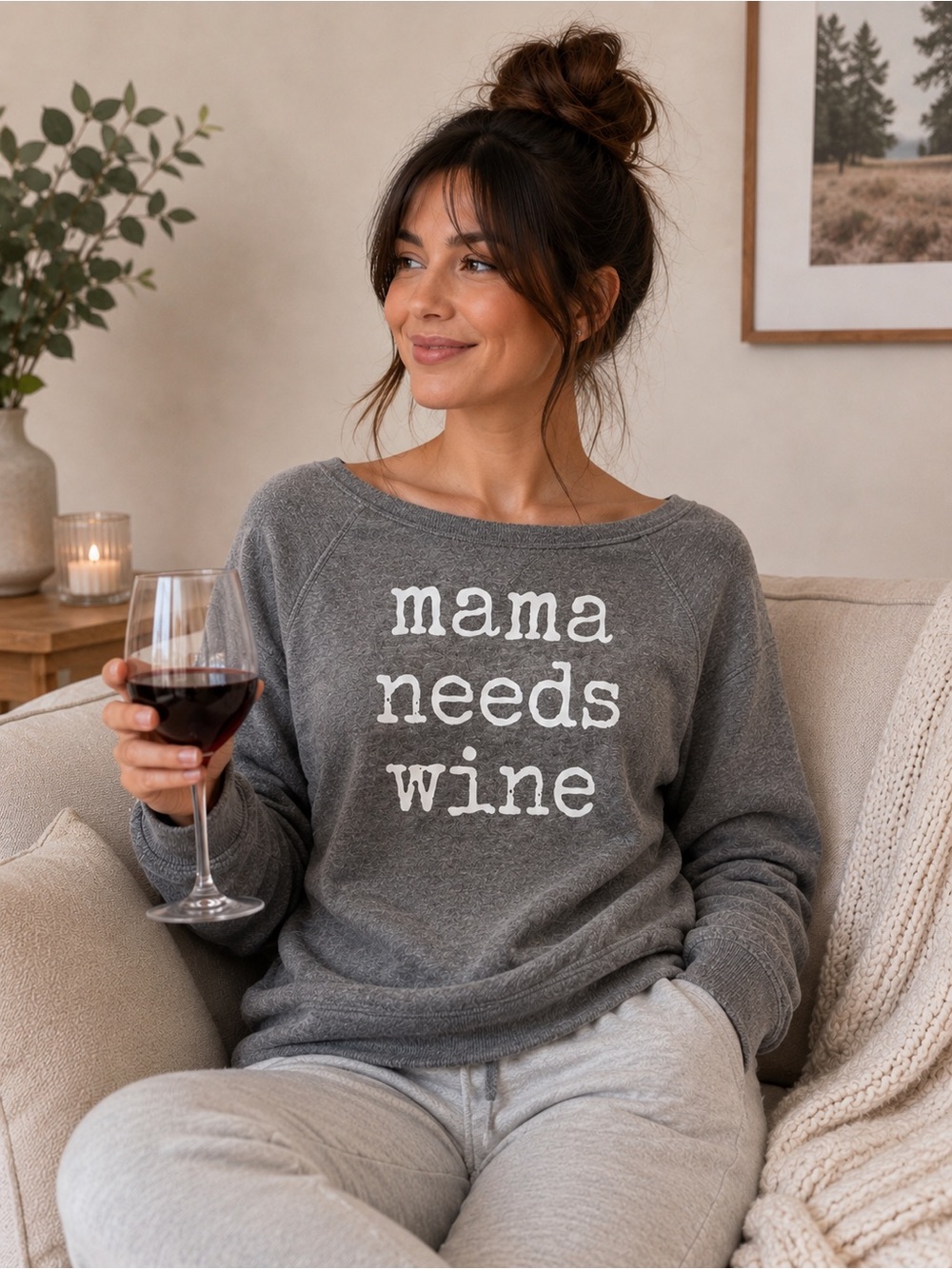 Grayson Threads Dark Gray 'Mama Needs Wine' Sweater